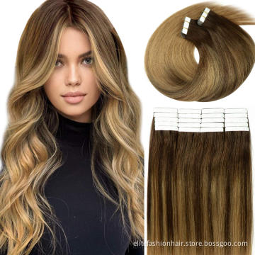 Factory price high quality for woman double drawn Silky straight tape on hair tape weft hair Tape in Hair extension